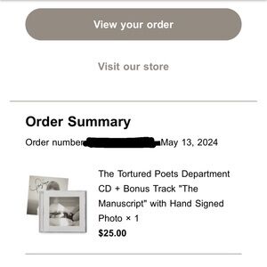 The Tortured Poets Department CD & Bonus Track -The Manuscript Hand Signed Photo